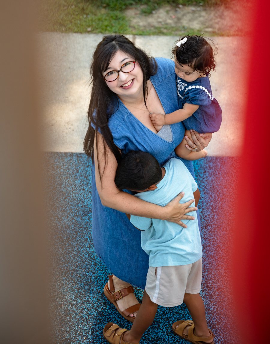 Jennifer with her kids at a Tullahoma-area playground