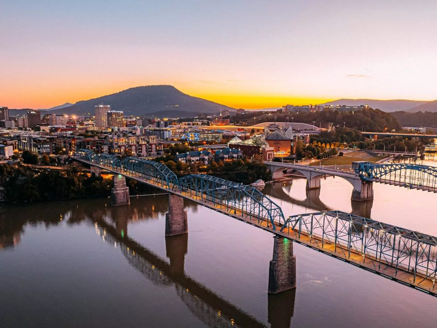Chattanooga riverfront at sunset